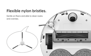 Flexible nylon side brushes for Dreame L20 Ultra enhance cleaning in tight spaces.