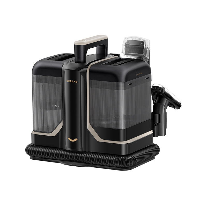 Dreame N10 Portable Carpet Spot Cleaner with dual water tanks and hose attachment.