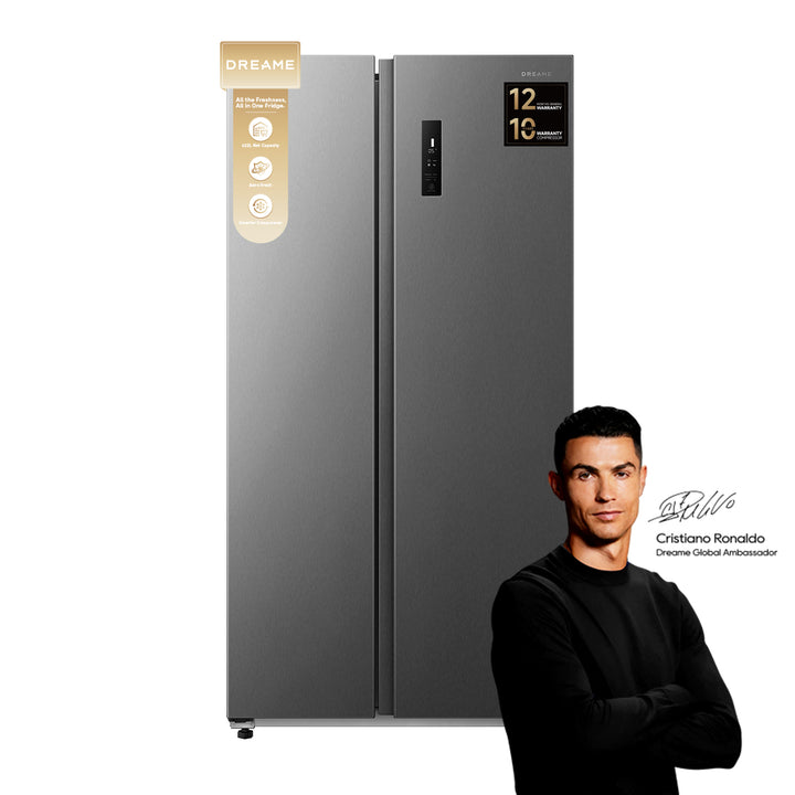 Dreame 808L Capacity, Side-by-Side Double Door Refrigerator-Freezer, Silver