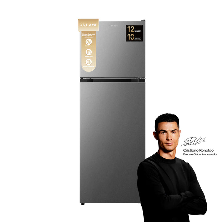 Dreame 440L Gross Capacity Double Door Top- Mount Refrigerator-Freezer, Silver