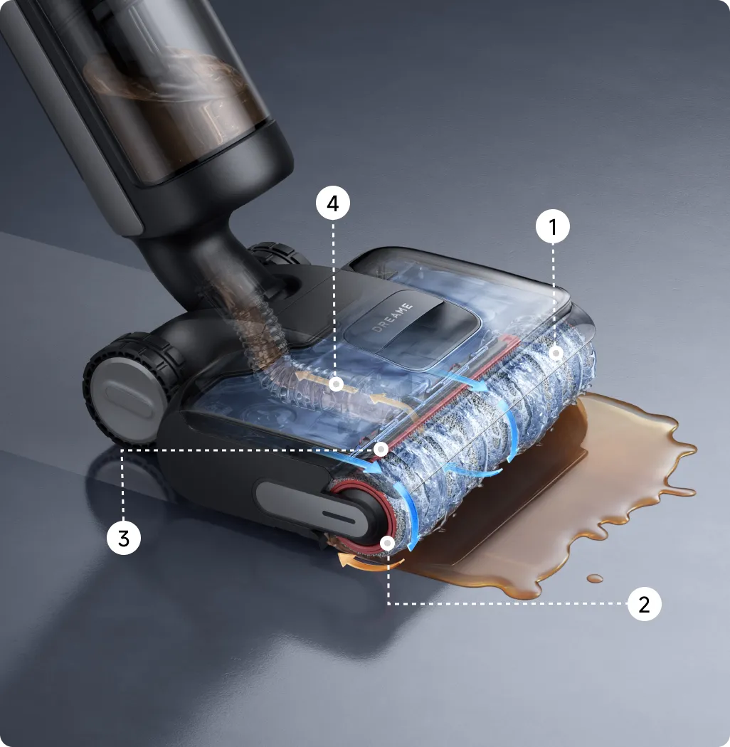 4. Powerful suction
instantly withdraws dirty water, debris, and hair.